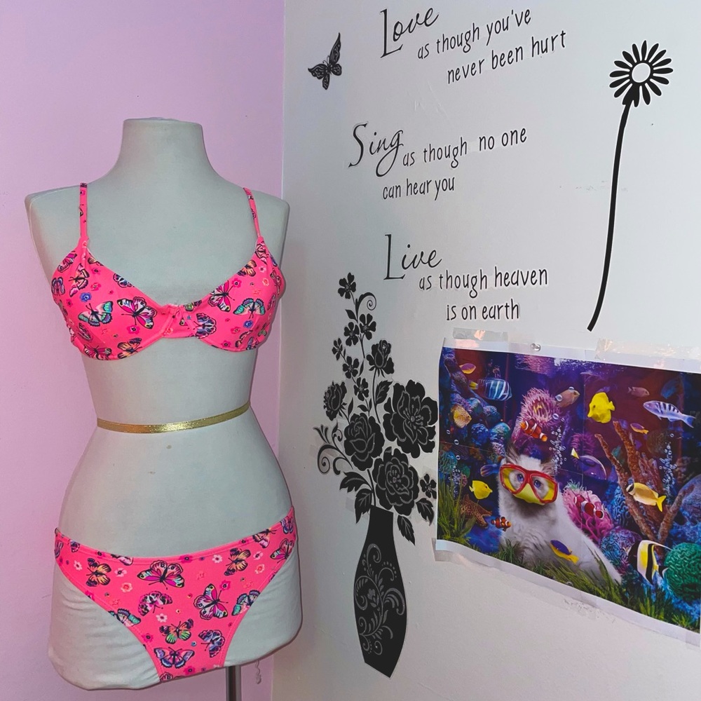 Pink 💕 Butterfly 🦋  Padded Push Up Bikini